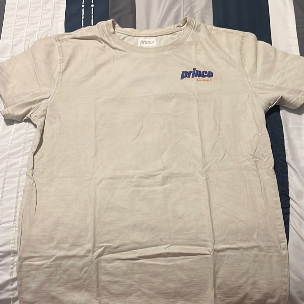Prince Classic Cream Tee with Blue Logo